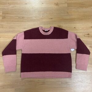 Ardene Women's Pink and Burgundy Crewneck Sweater